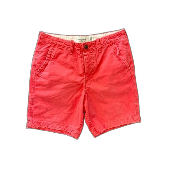 Abercrombie & Fitch Men's 32 Button Fly Red Cargo Shorts Y2K Preppy - Picture 1 of 6
